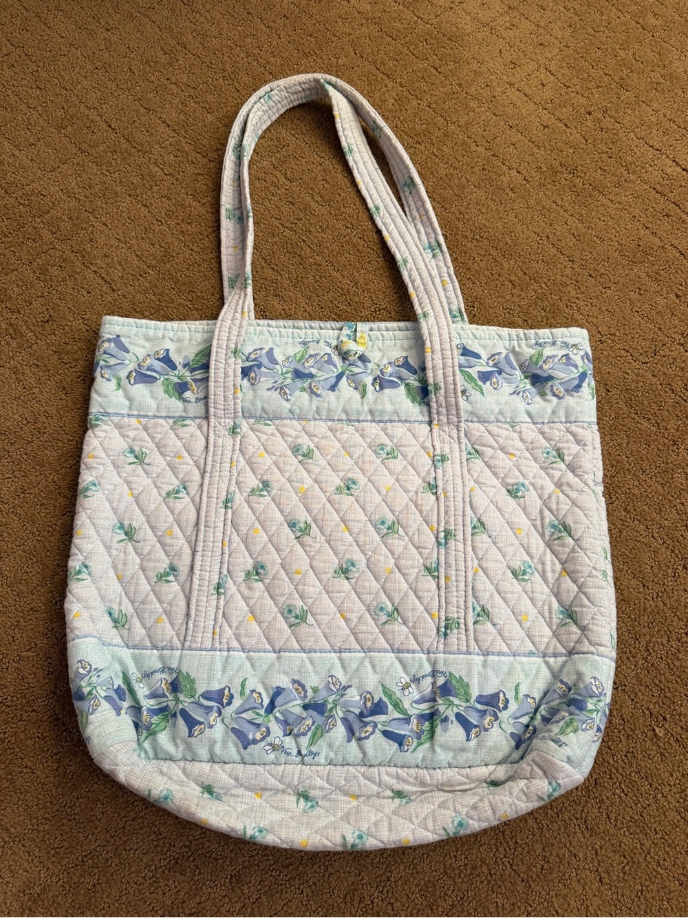 Vintage Vera Bradley Light Blue Floral Shoulder Tote Bag Retired Pattern Y2K